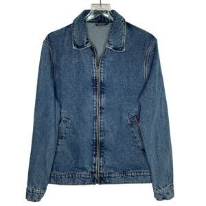ZARA M Oversized Unisex Denim Jacket Full Zip Boxy 100% Cotton *note